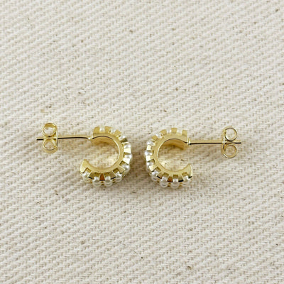 18k Gold Filled Petite Double Pearl C - Hoop Earrings - Beloved Boutique