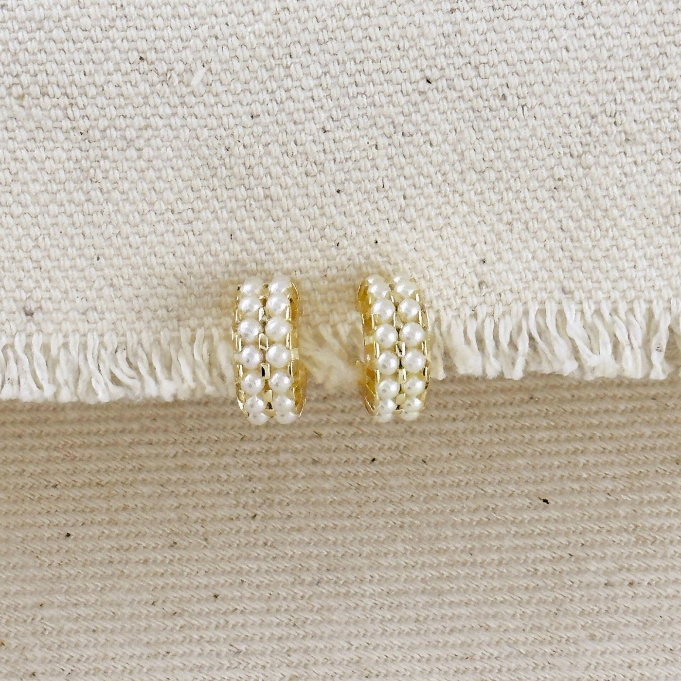 18k Gold Filled Petite Double Pearl C - Hoop Earrings - Beloved Boutique