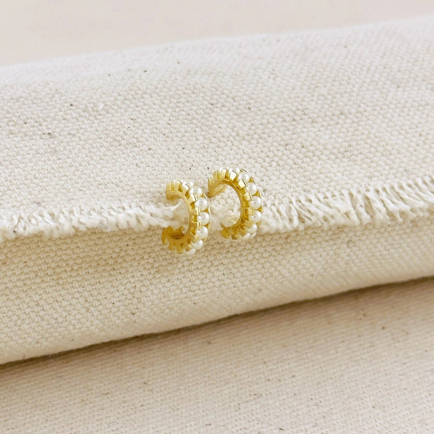 18k Gold Filled Petite Pearl C - Hoop Earrings - Beloved Boutique