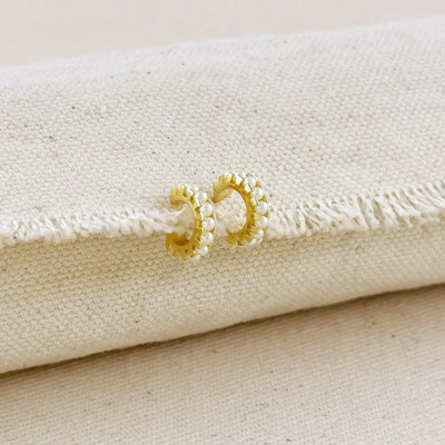18k Gold Filled Petite Pearl C - Hoop Earrings - Beloved Boutique
