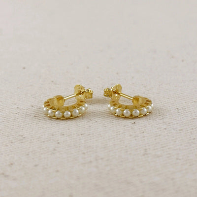 18k Gold Filled Petite Pearl C - Hoop Earrings - Beloved Boutique