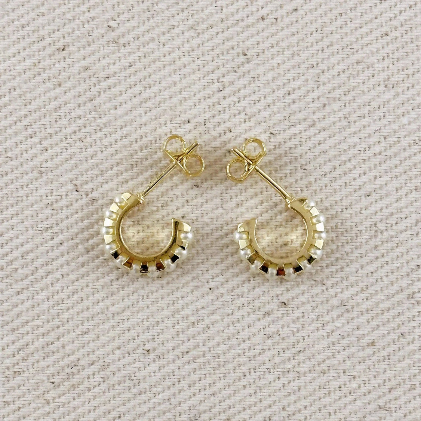18k Gold Filled Petite Pearl C - Hoop Earrings - Beloved Boutique