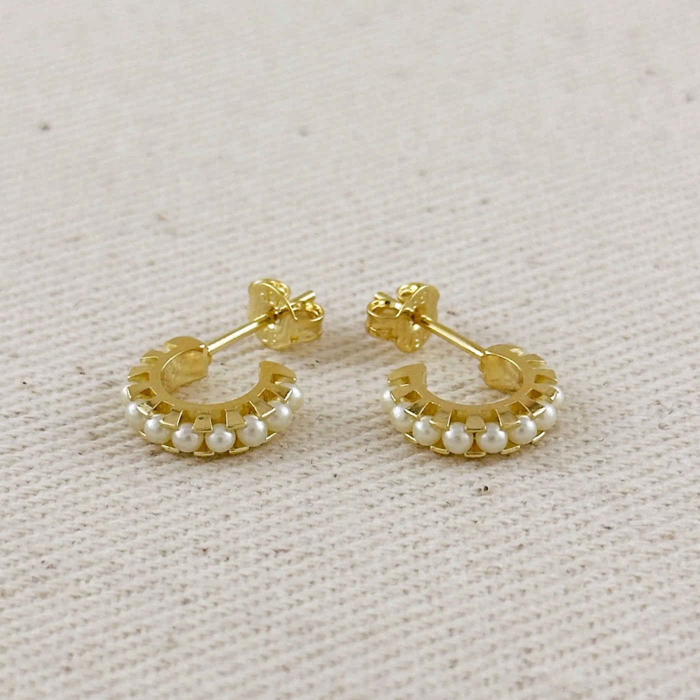 18k Gold Filled Petite Pearl C - Hoop Earrings - Beloved Boutique