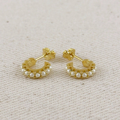 18k Gold Filled Petite Pearl C - Hoop Earrings - Beloved Boutique