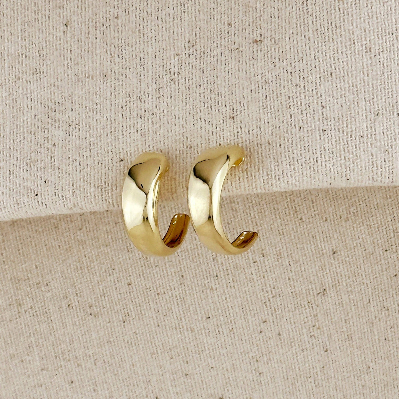 18k Gold Filled Polished Curve C - Hoop Earrings - Beloved Boutique
