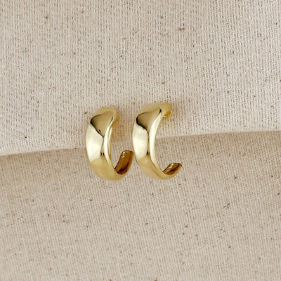 18k Gold Filled Polished Curve C - Hoop Earrings - Beloved Boutique