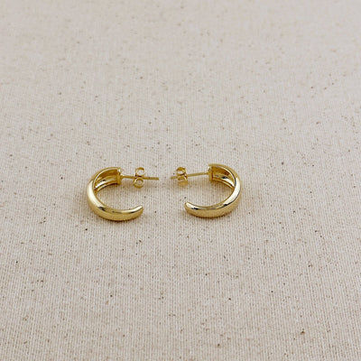 18k Gold Filled Polished Curve C - Hoop Earrings - Beloved Boutique