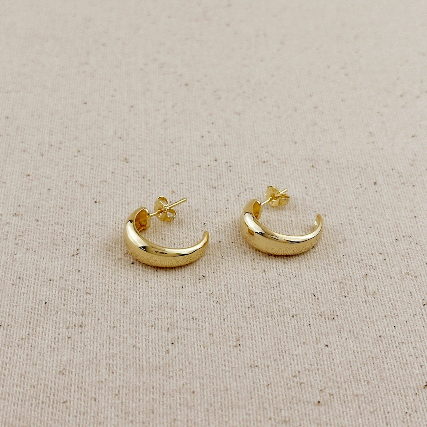 18k Gold Filled Polished Curve C - Hoop Earrings - Beloved Boutique