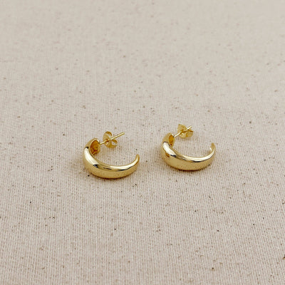 18k Gold Filled Polished Curve C - Hoop Earrings - Beloved Boutique