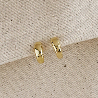 18k Gold Filled Polished Curve C - Hoop Earrings - Beloved Boutique
