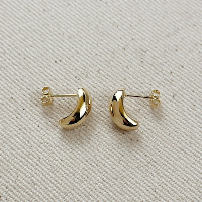 18k Gold Filled Polished Curved Small Stud Earrings - Beloved Boutique