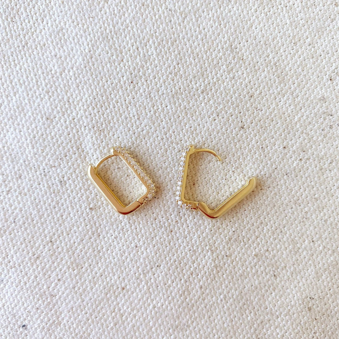18k Gold Filled Rectangular Clicker Hoop Earrings - Beloved Boutique