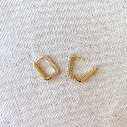 18k Gold Filled Rectangular Clicker Hoop Earrings - Beloved Boutique