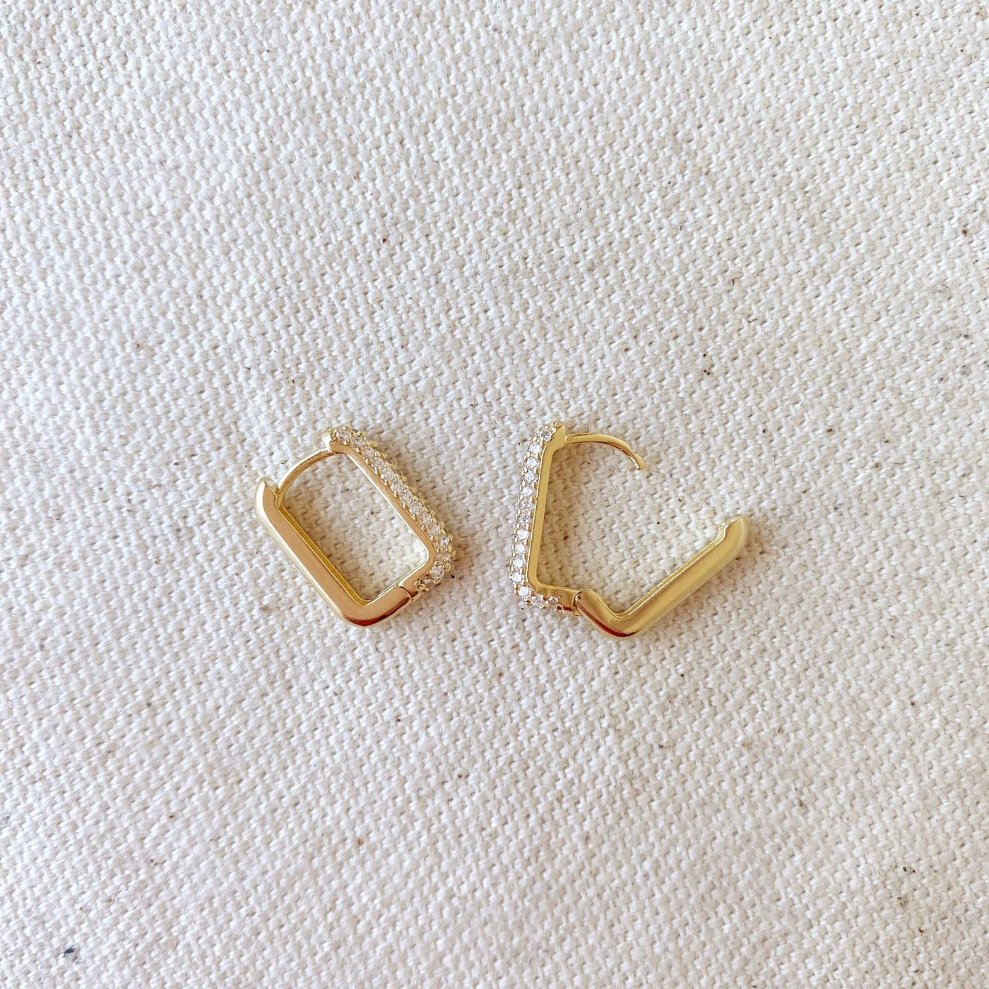 18k Gold Filled Rectangular Clicker Hoop Earrings - Beloved Boutique