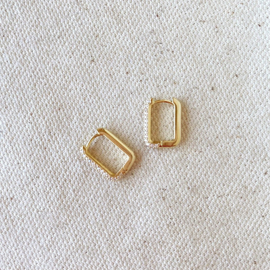 18k Gold Filled Rectangular Clicker Hoop Earrings - Beloved Boutique