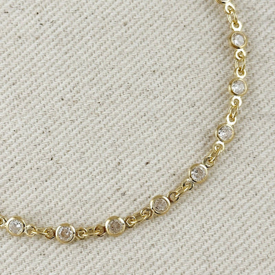 18k Gold Filled Round Bezel CZ Bracelet - Beloved Boutique