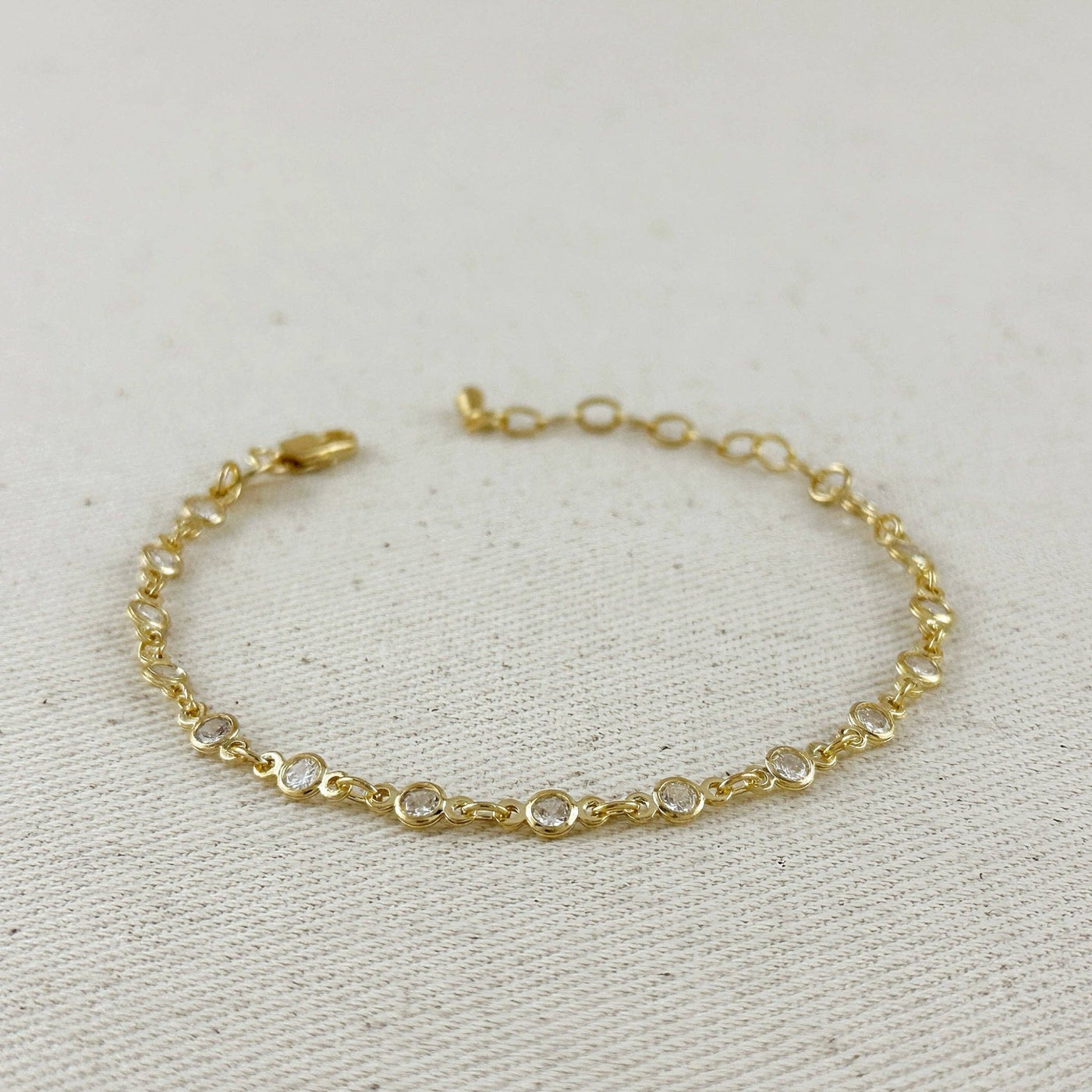 18k Gold Filled Round Bezel CZ Bracelet - Beloved Boutique