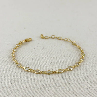 18k Gold Filled Round Bezel CZ Bracelet - Beloved Boutique