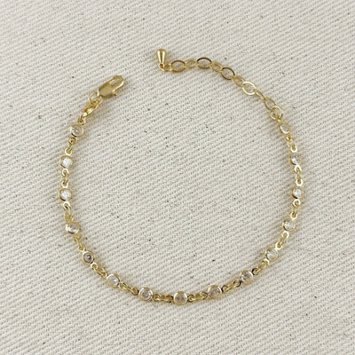 18k Gold Filled Round Bezel CZ Bracelet - Beloved Boutique