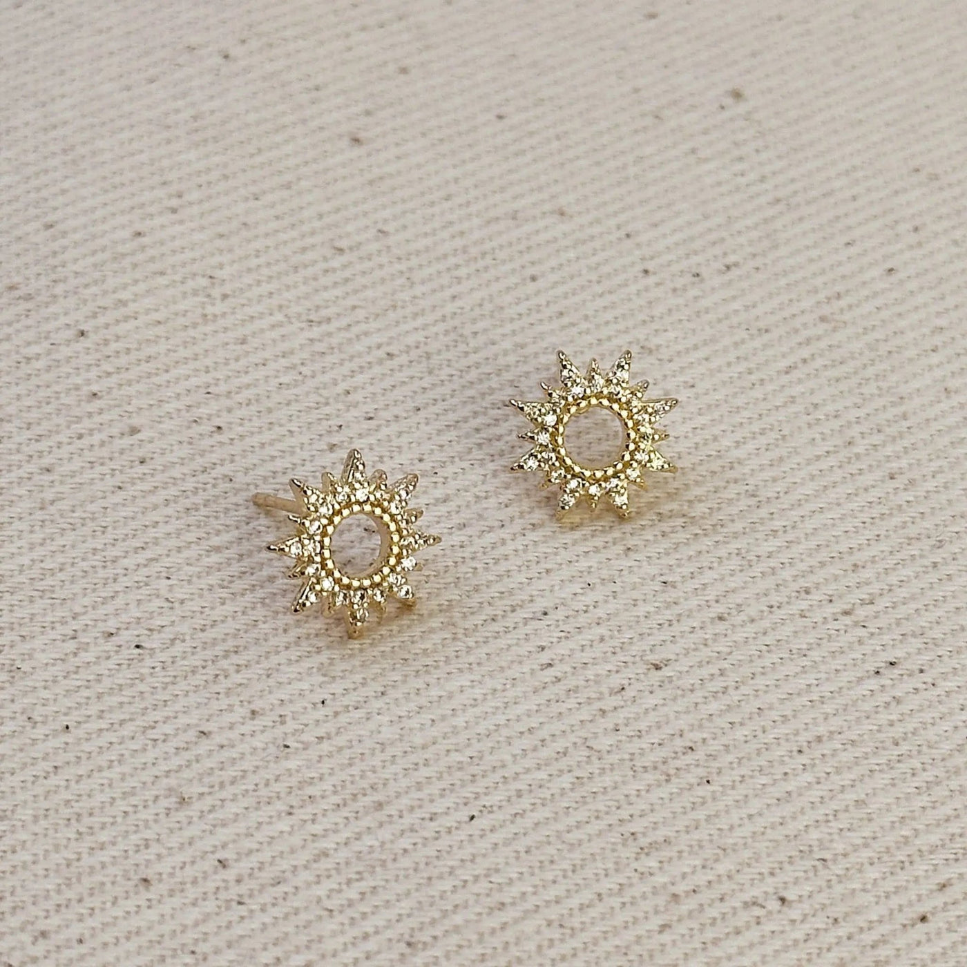 18k Gold Filled Round Spike CZ Stud Earrings - Beloved Boutique