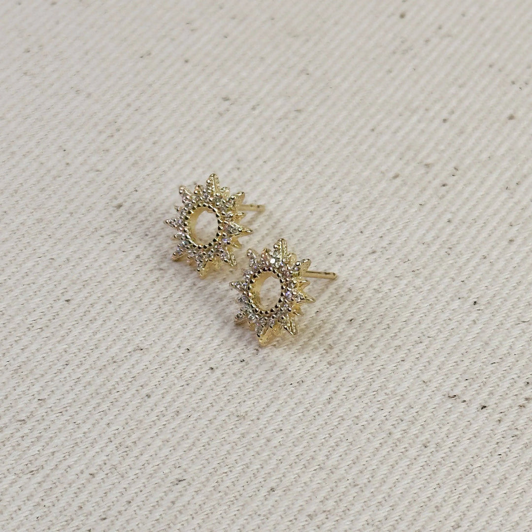 18k Gold Filled Round Spike CZ Stud Earrings - Beloved Boutique