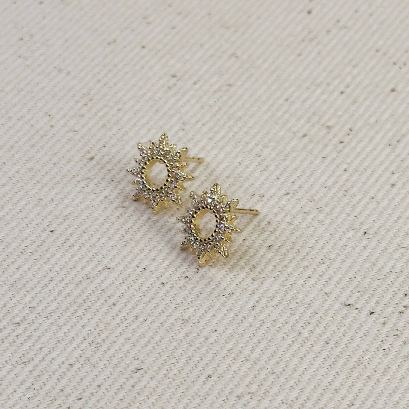 18k Gold Filled Round Spike CZ Stud Earrings - Beloved Boutique