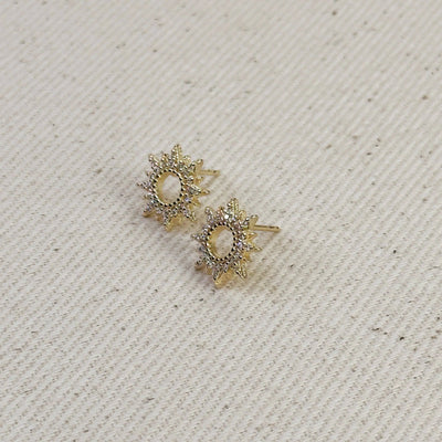 18k Gold Filled Round Spike CZ Stud Earrings - Beloved Boutique