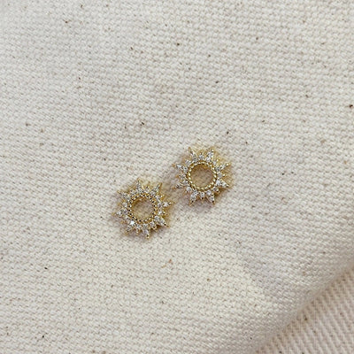18k Gold Filled Round Spike CZ Stud Earrings - Beloved Boutique