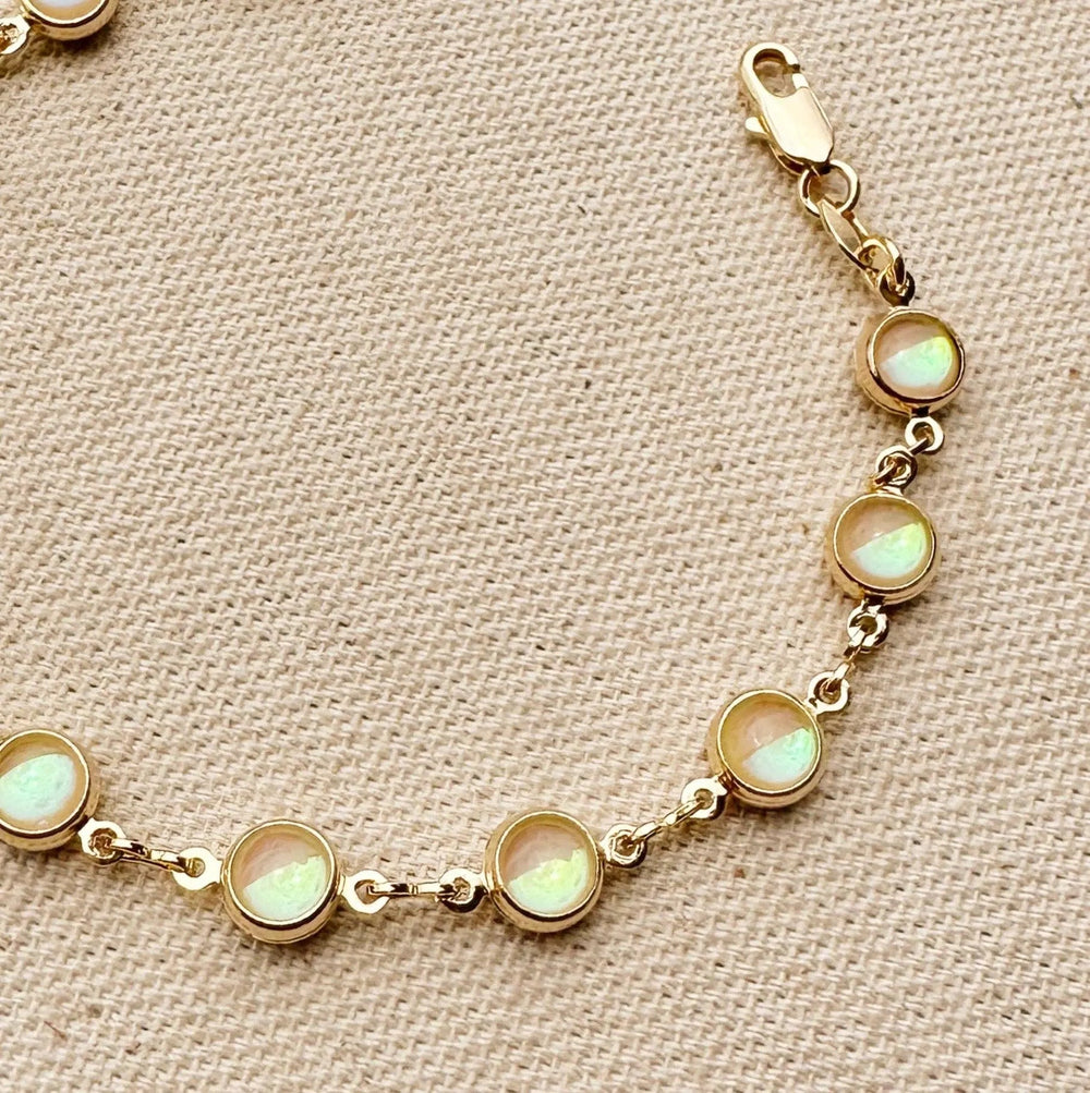 18k Gold Filled Rounded Opal Bracelet - Beloved Boutique