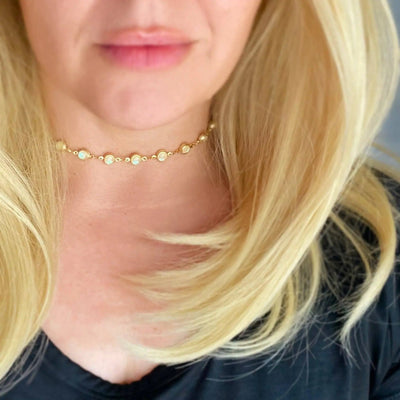 18k Gold Filled Rounded Opal Choker - Beloved Boutique