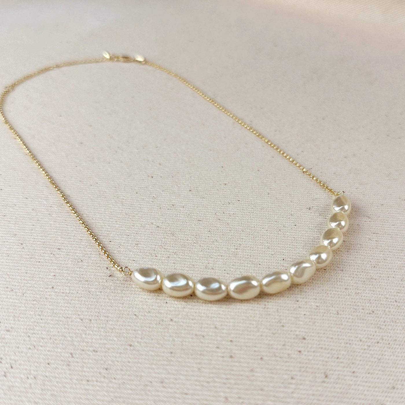 18k Gold Filled Row of Baroque Pearls Necklace - Beloved Boutique