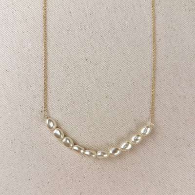 18k Gold Filled Row of Baroque Pearls Necklace - Beloved Boutique