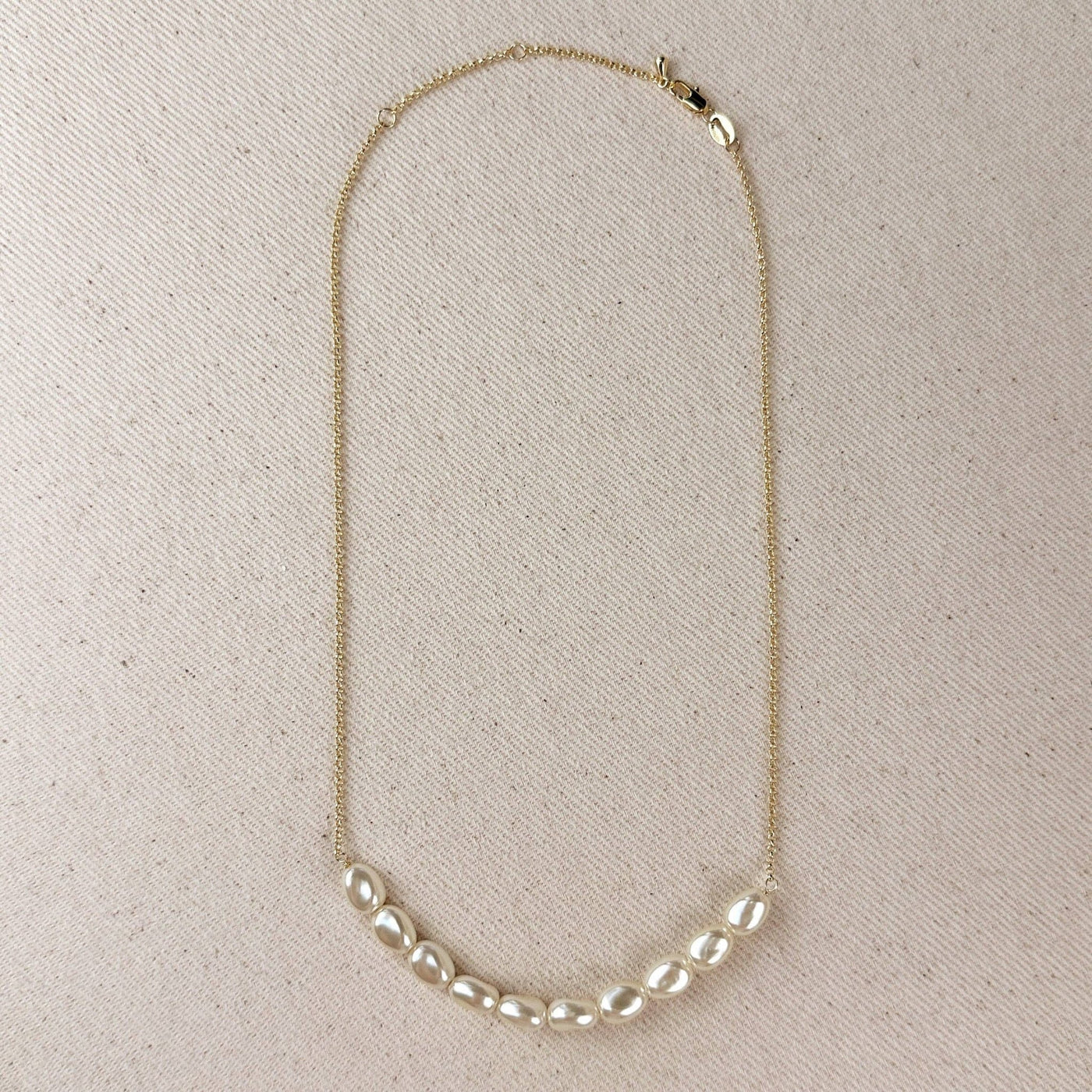 18k Gold Filled Row of Baroque Pearls Necklace - Beloved Boutique