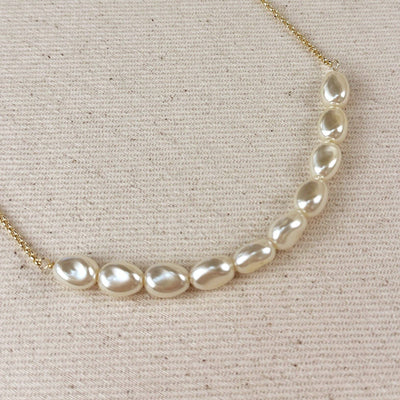 18k Gold Filled Row of Baroque Pearls Necklace - Beloved Boutique