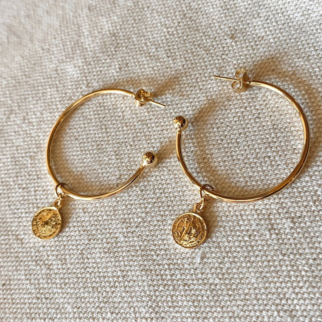 18k Gold Filled Saint Benedict C Hoop - Beloved Boutique
