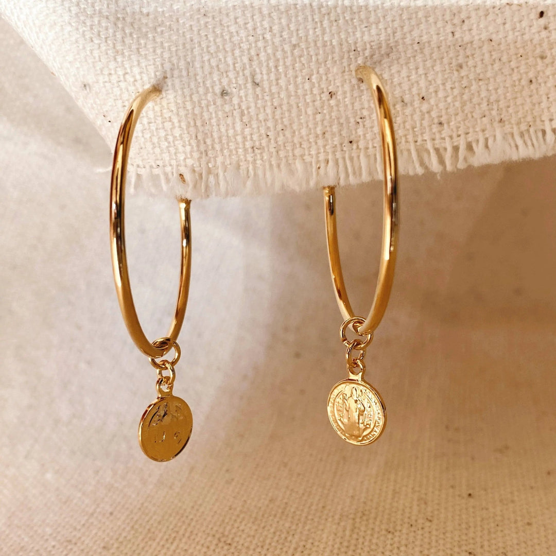 18k Gold Filled Saint Benedict C Hoop - Beloved Boutique