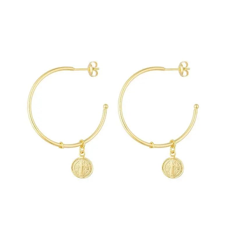 18k Gold Filled Saint Benedict C Hoop - Beloved Boutique