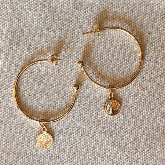 18k Gold Filled Saint Benedict C Hoop - Beloved Boutique