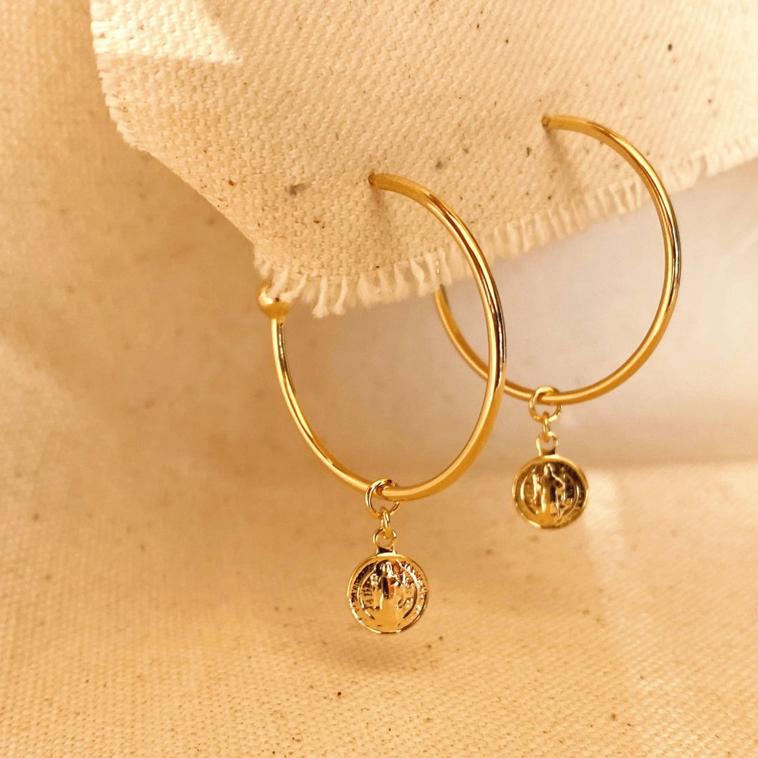 18k Gold Filled Saint Benedict C Hoop - Beloved Boutique