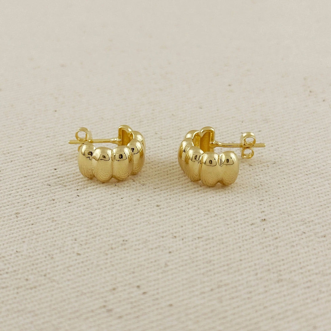 18k Gold Filled Scalloped C - Hoop Earrings - Beloved Boutique