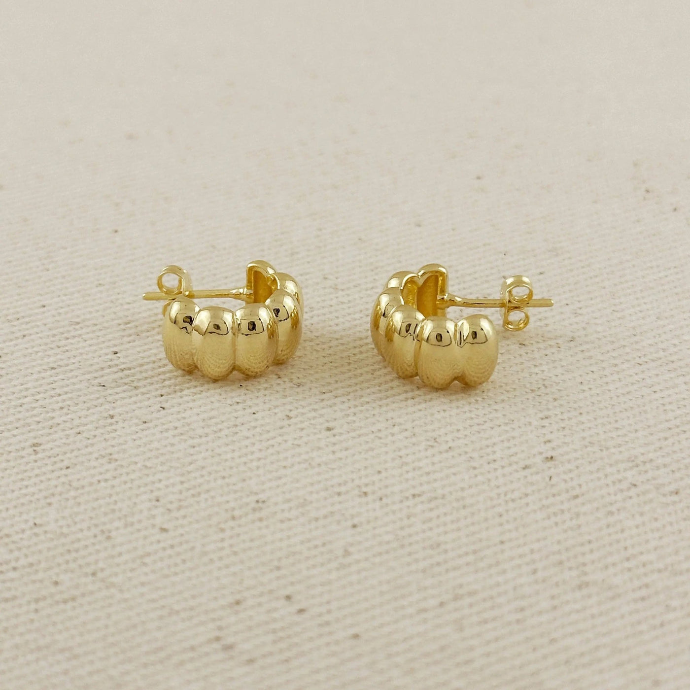 18k Gold Filled Scalloped C - Hoop Earrings - Beloved Boutique
