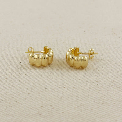 18k Gold Filled Scalloped C - Hoop Earrings - Beloved Boutique