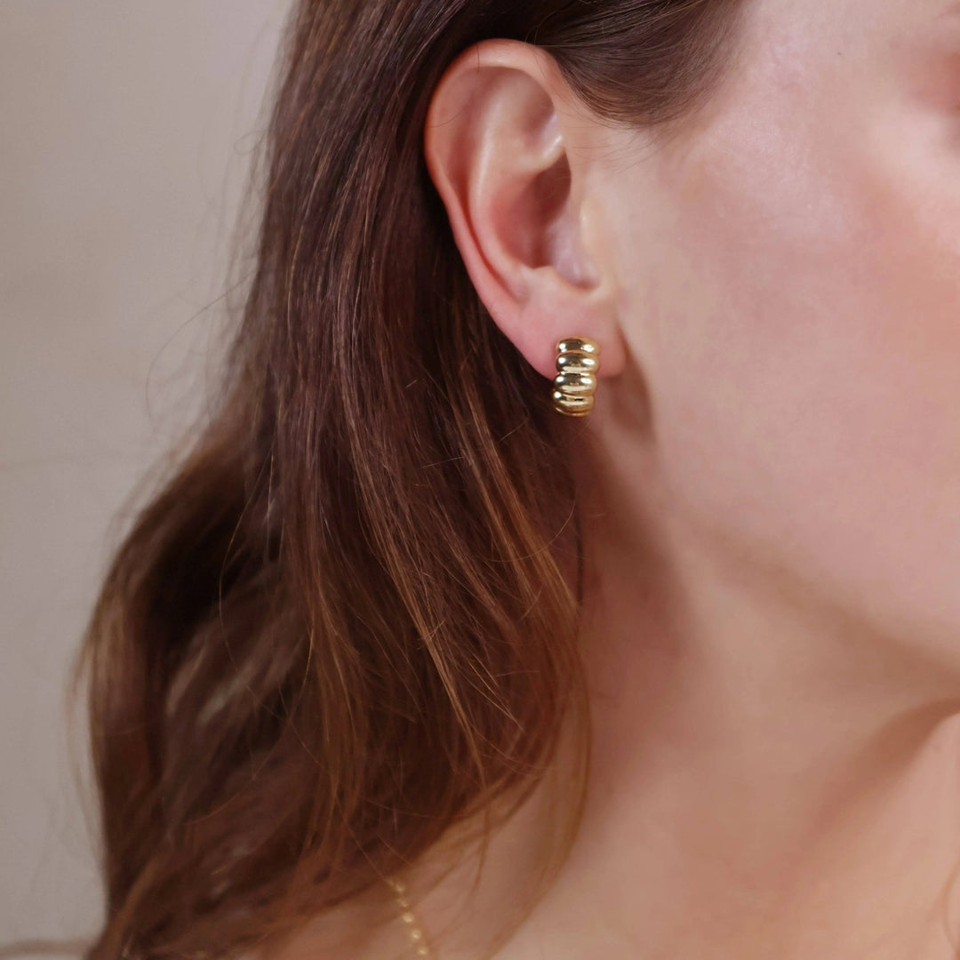 18k Gold Filled Scalloped C - Hoop Earrings - Beloved Boutique