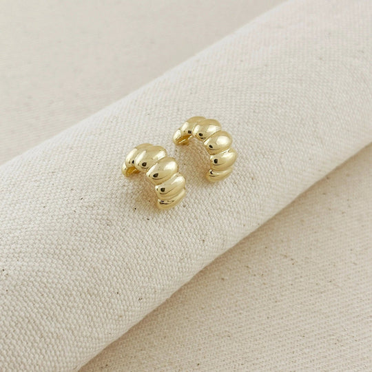 18k Gold Filled Scalloped C - Hoop Earrings - Beloved Boutique
