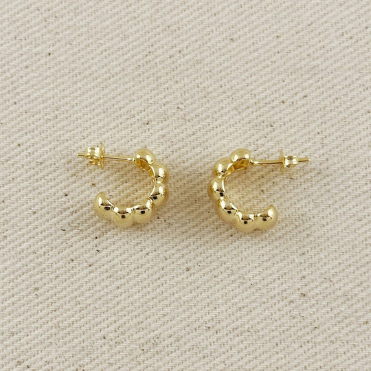18k Gold Filled Scalloped C - Hoop Earrings - Beloved Boutique