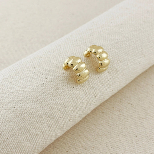 18k Gold Filled Scalloped C - Hoop Earrings - Beloved Boutique