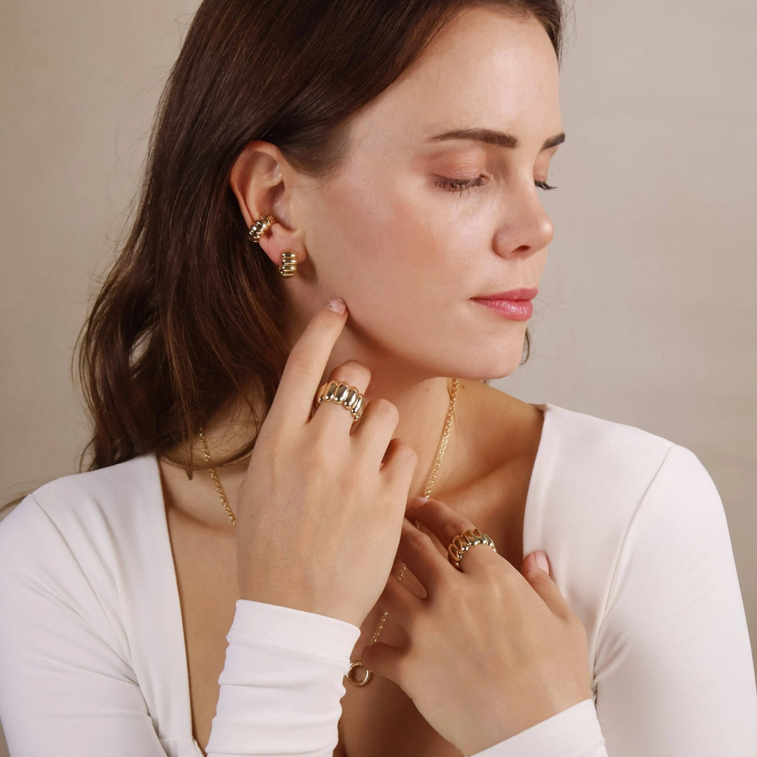 18k Gold Filled Scalloped C - Hoop Earrings - Beloved Boutique