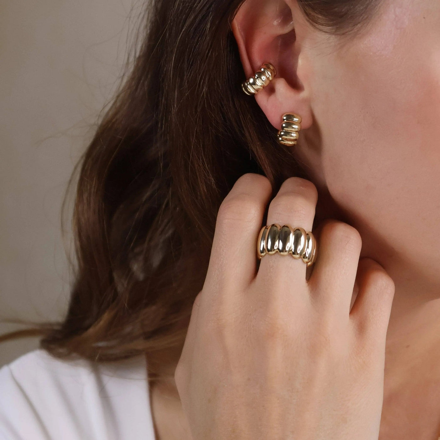 18k Gold Filled Scalloped C - Hoop Earrings - Beloved Boutique