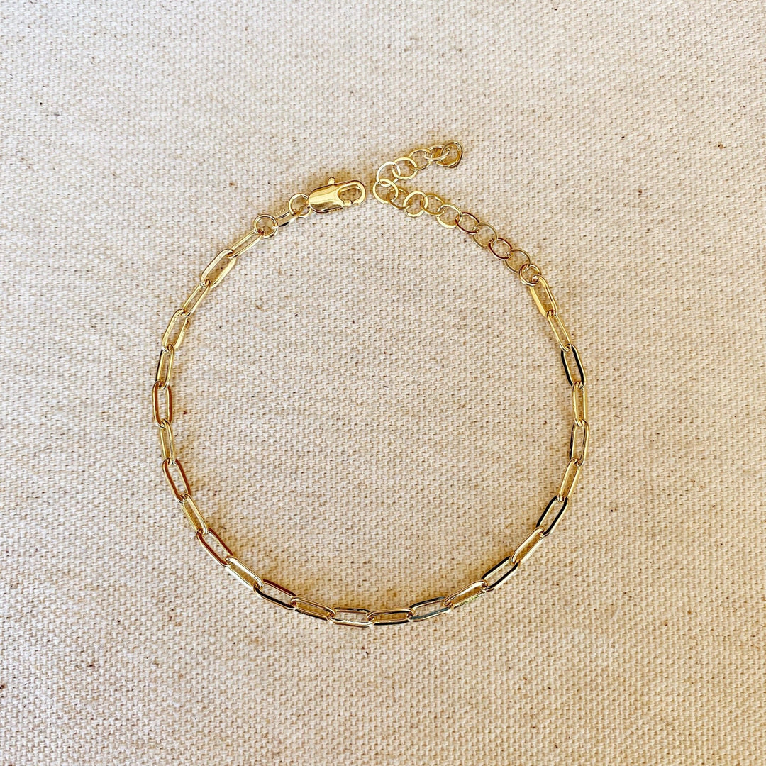 18k Gold Filled Short Link Paperclip Bracelet - Beloved Boutique