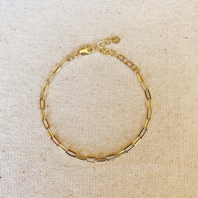 18k Gold Filled Short Link Paperclip Bracelet - Beloved Boutique